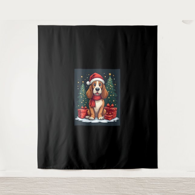 Basset Hound Dog Christmas Parties Santa Dog Lover Tapestry (Front)