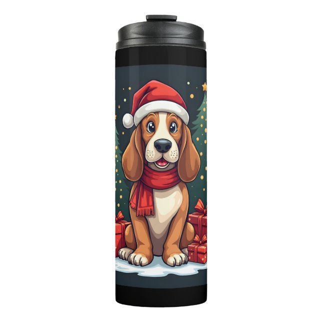 Basset Hound Dog Christmas Parties Santa Dog Lover Thermal Tumbler (Front)