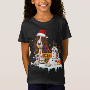 basset hound Dog Christmas Snowman Xmas Lights Paj T-Shirt