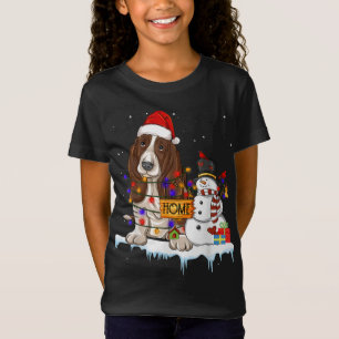 basset hound Dog Christmas Snowman Xmas Lights Paj T-Shirt