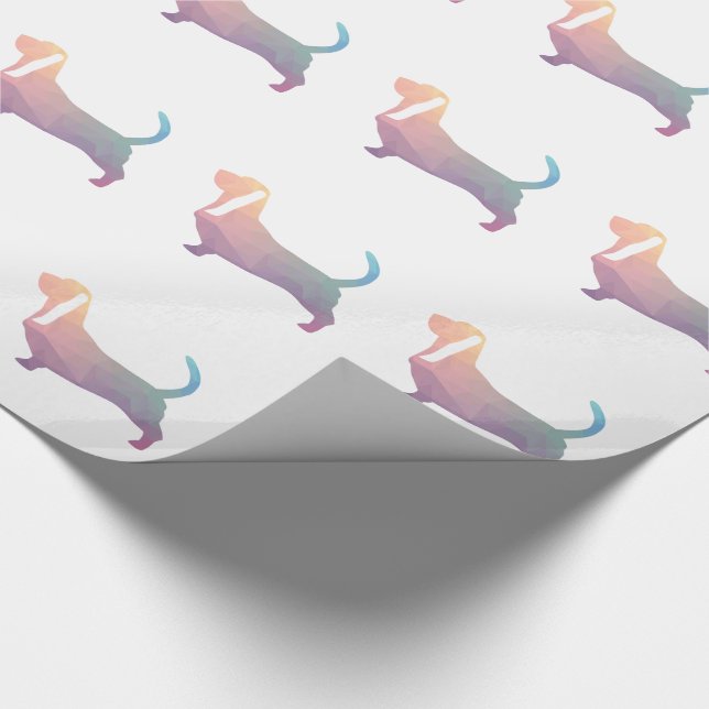 Basset Hound Dog Colourful Geometric Silhouette Wrapping Paper (Corner)