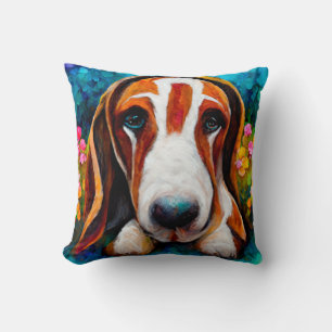 Basset hound dog cute pillow