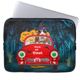 Basset Hound Dog Driving Car Scary Halloween Laptop Sleeve
