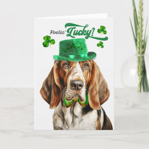 Basset Hound Dog Feelin' Lucky St Patrick's Day Holiday Card