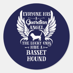 Basset hound dog guardian angel classic round sticker
