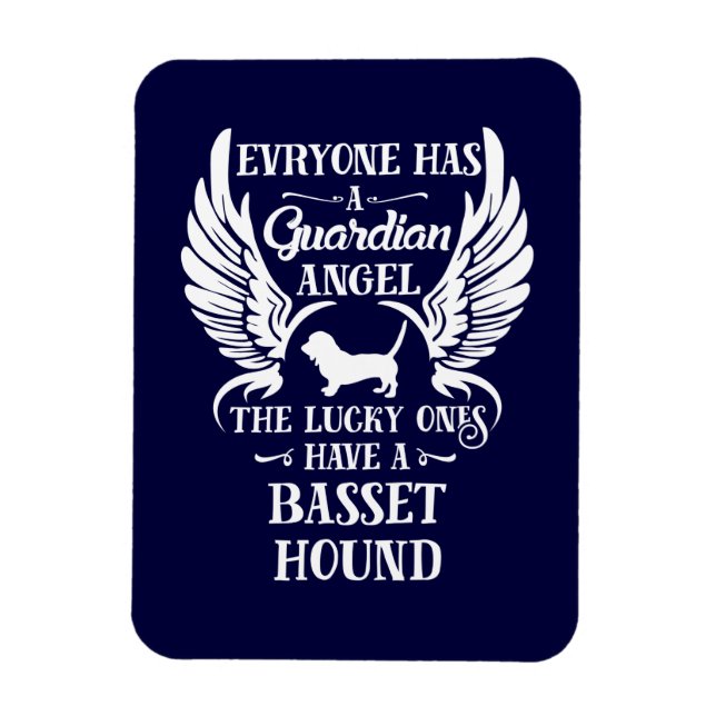Basset hound dog guardian angel magnet (Vertical)