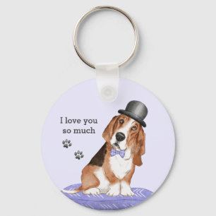 Basset Hound Dog Illustration  Key Ring