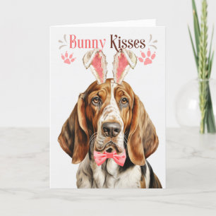 Basset Hound Dog in Bunny Ears Easter Holiday Card