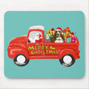 Basset Hound Dog in Christmas Delivery Truck Mouse Mat