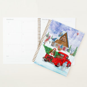 Basset Hound dog In Christmas Delivery Truck Snow Planner