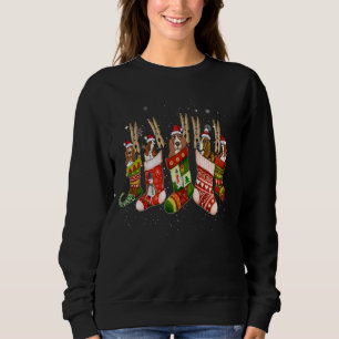 Basset Hound Dog In Christmas Sock Santa Hat Xmas Sweatshirt