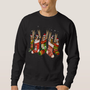 Basset Hound Dog In Christmas Sock Santa Hat Xmas  Sweatshirt
