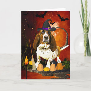 Basset Hound Dog in Halloween Costume Card