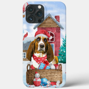 Basset Hound Dog In snow Christmas Dog House iPhone 13 Pro Max Case