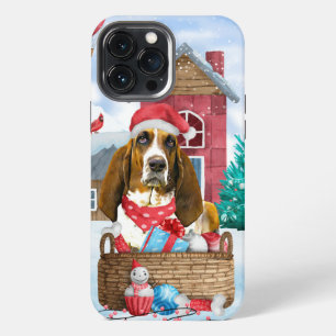 Basset Hound Dog In snow Christmas Dog House iPhone 13 Pro Max Case