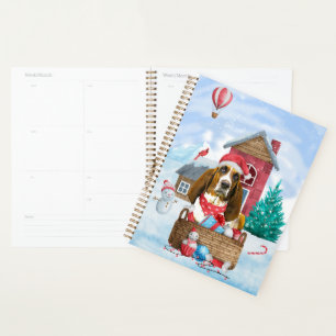 Basset Hound Dog In snow Christmas Dog House Planner