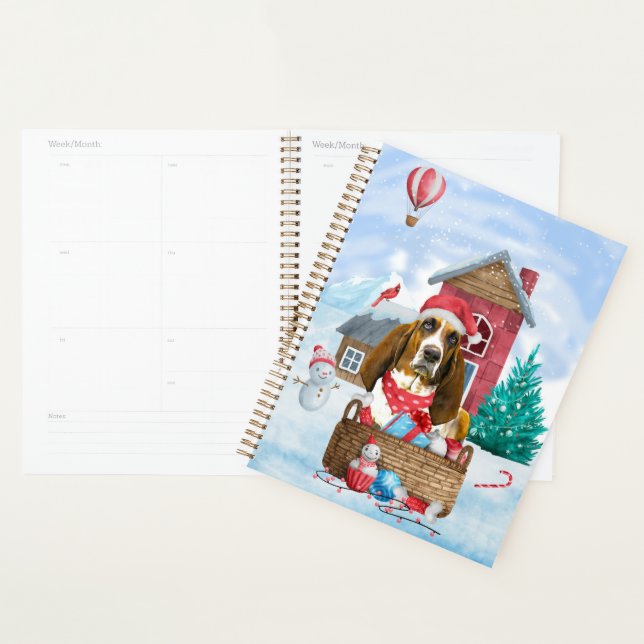 Basset Hound Dog In snow Christmas Dog House Planner (Display)