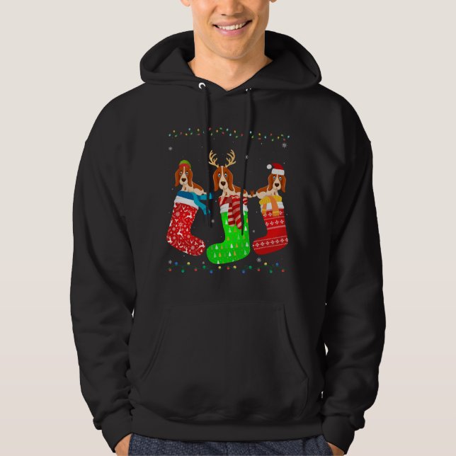 Basset Hound Dog in Xmas Socks Funny Ugly Sweater  (Front)