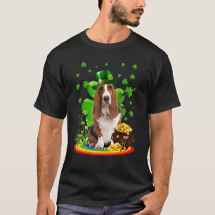 Basset Hound Dog Irish Green Shamrock C St Patrick T-Shirt