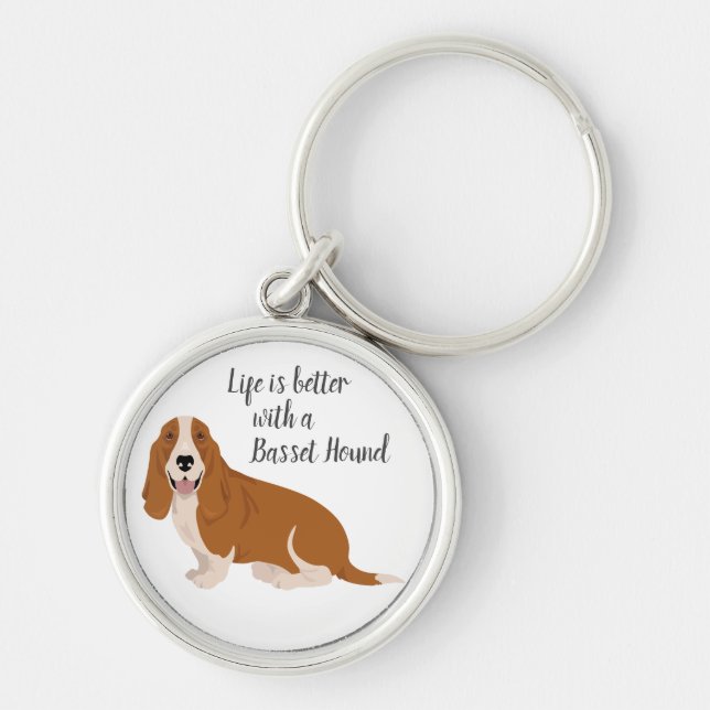 Basset hound dog key ring (Front)