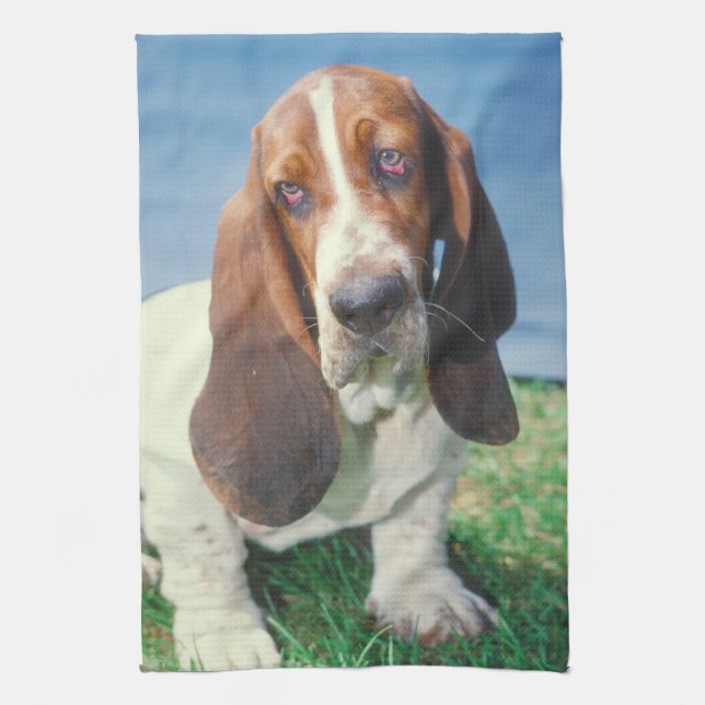Basset Hound Dog Kitchen Towel (Vertical)
