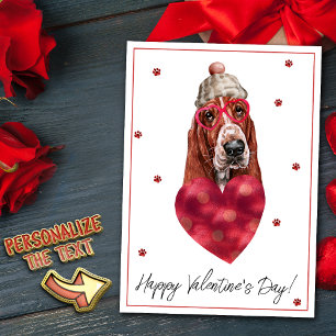Basset Hound Dog Lover Valentine Gift Holiday Card