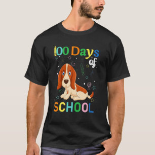 Basset Hound Dog Lovers Teacher Student 100th Day  T-Shirt