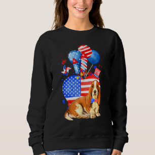 Basset Hound Dog Merica 4th Of July American Flag Sweatshirt
