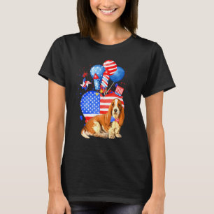 Basset Hound Dog Merica 4th Of July American Flag T-Shirt