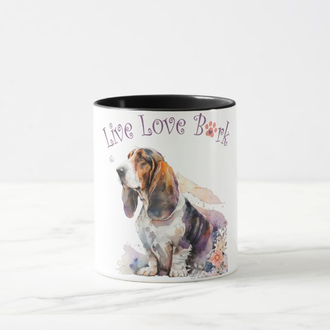 Basset Hound Dog Mum Floral Mug (Center)