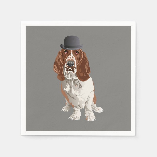 Basset Hound Dog Paper Napkin (Front)