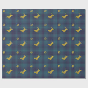 Basset Hound Dog Paw Blue Gift Wrapping paper