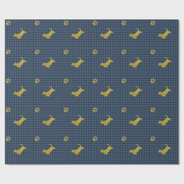 Basset Hound Dog Paw Blue Gift Wrapping paper (Flat)