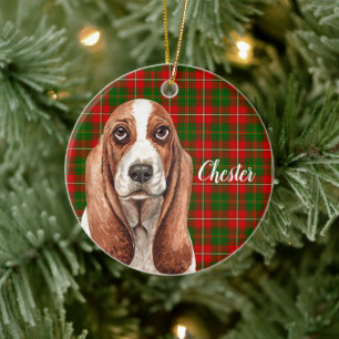 Basset Hound  Dog Personalised Ceramic Tree Decoration