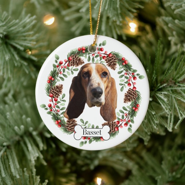 Basset Hound dog  Personalised Pet Ornament (Tree)