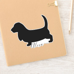basset hound dog personalised your name sticker
