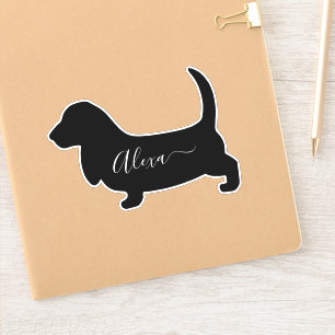 basset hound dog personalised your name sticker