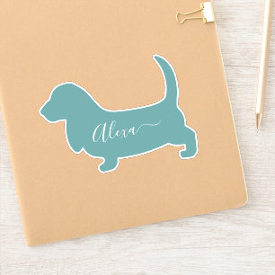 basset hound dog personalised your name sticker
