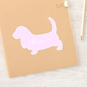 basset hound dog personalised your name sticker