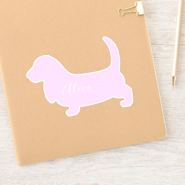 basset hound dog personalised your name sticker (Notebook)