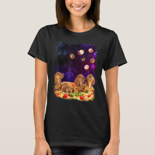 Basset Hound Dog Puppies In Space  Beagle Puppies T-Shirt