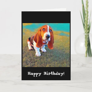 Basset Hound Dog Puppy Whimsical Artistic Photo Card