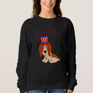 Basset Hound Dog Red White Blue Fireworks Decor 4t Sweatshirt