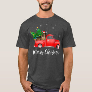 Basset Hound Dog Riding Red Truck Christmas  T-Shirt