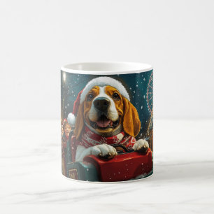 Basset Hound Dog Roller Coaster Christmas Coffee Mug