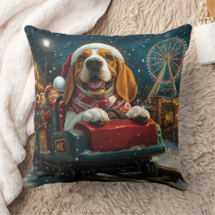 Basset Hound Dog Roller Coaster Christmas Cushion