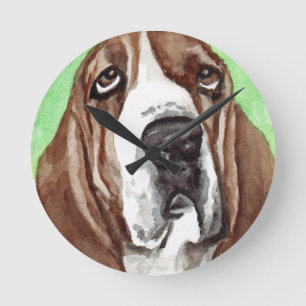Basset Hound Dog Round Clock