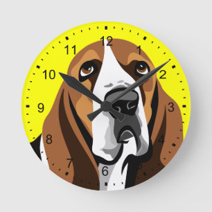 Basset Hound Dog Round Clock