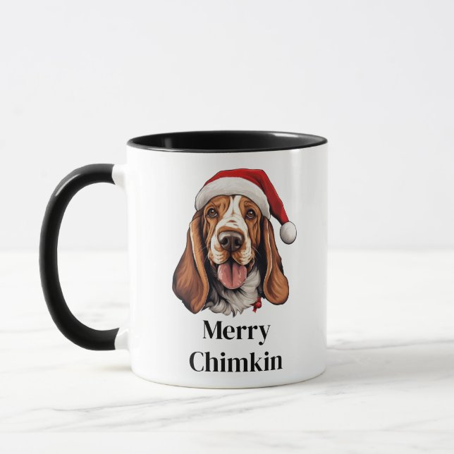 Basset Hound Dog Santa Hat Christmas Mug (Left)