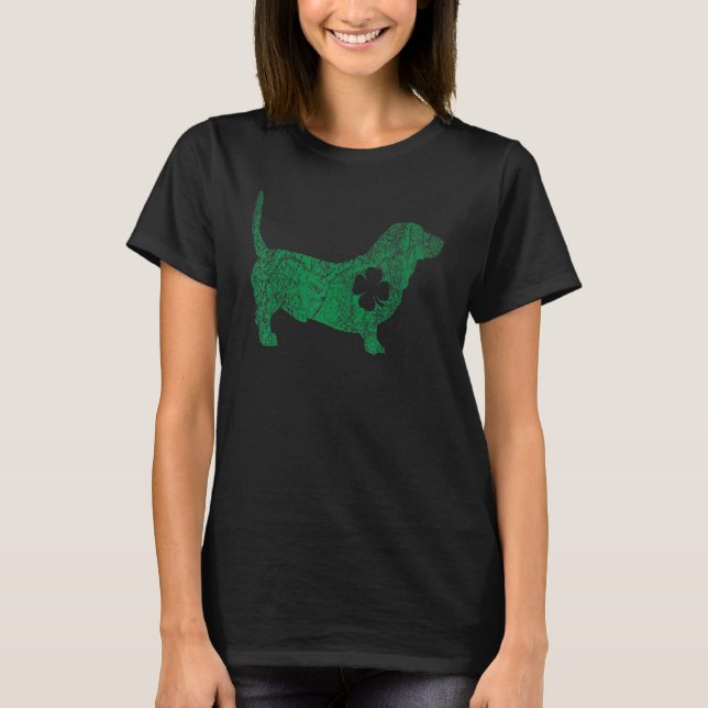 Basset Hound Dog Shamrock St Patrick S Day Saint P T-Shirt (Front)